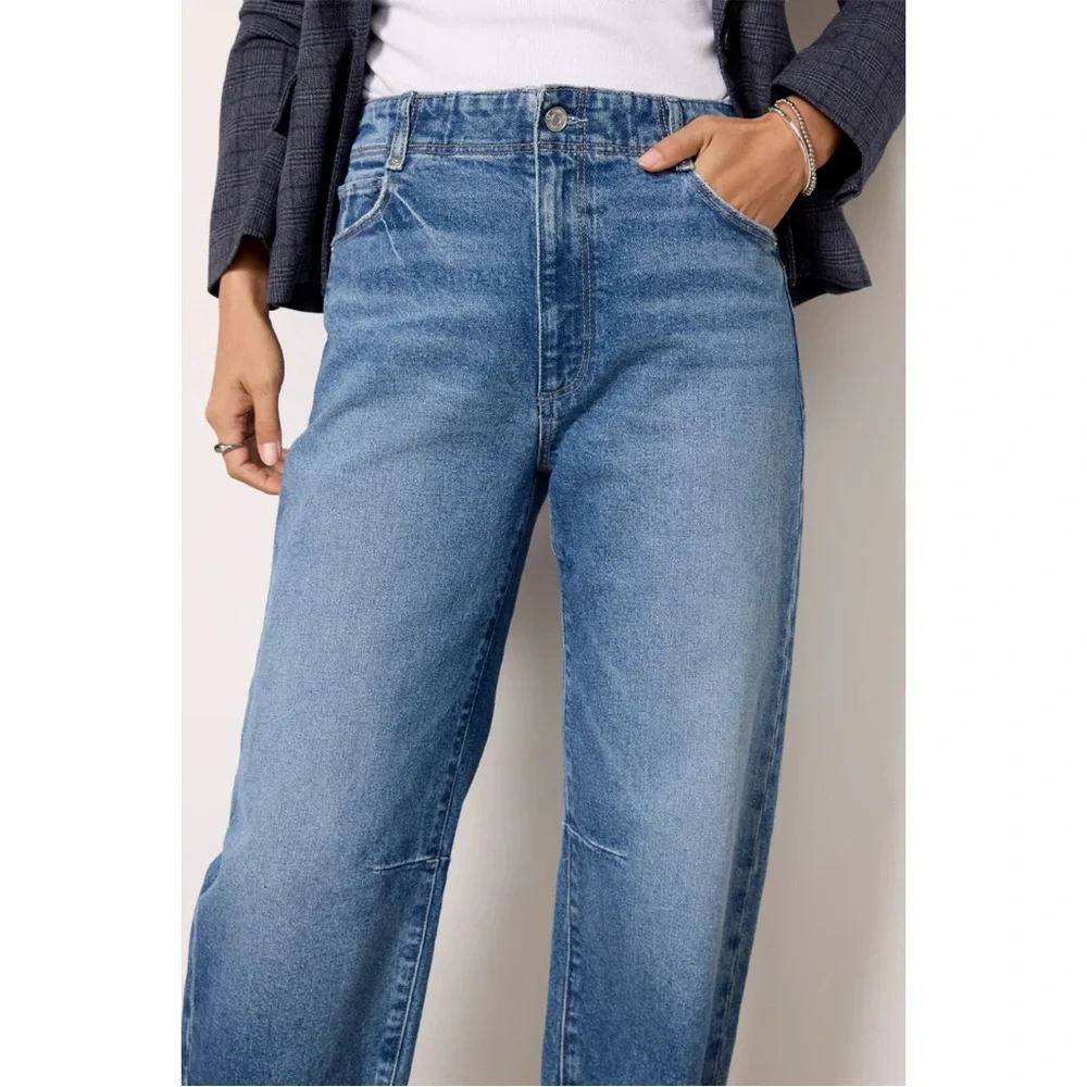 Paige Alexis Barrel Jeans 29 Ryland Denim Blue Casual Minimalist Classic Trendy - Picture 4 of 16